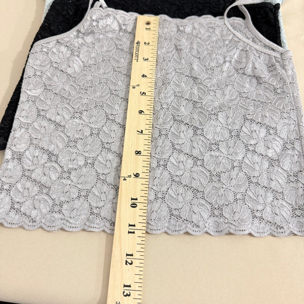 Coco Secret Womens Floral Lace Camisole Tank Top Set 3 Pack Gray Black Blue S - Picture 3 of 5